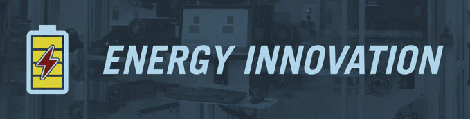 Energy innovation graphic with battery icon